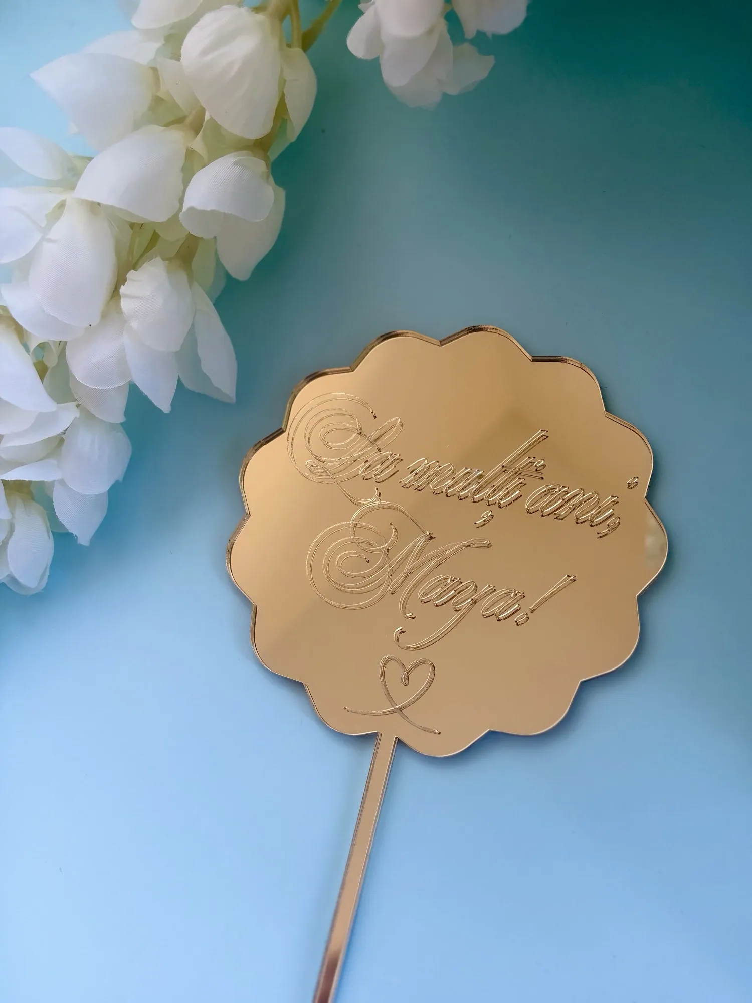 Topper tăiat laser, personalizat pentru tort sau aranjament